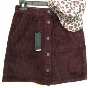 Burgundy Corduroy Mini Skirt